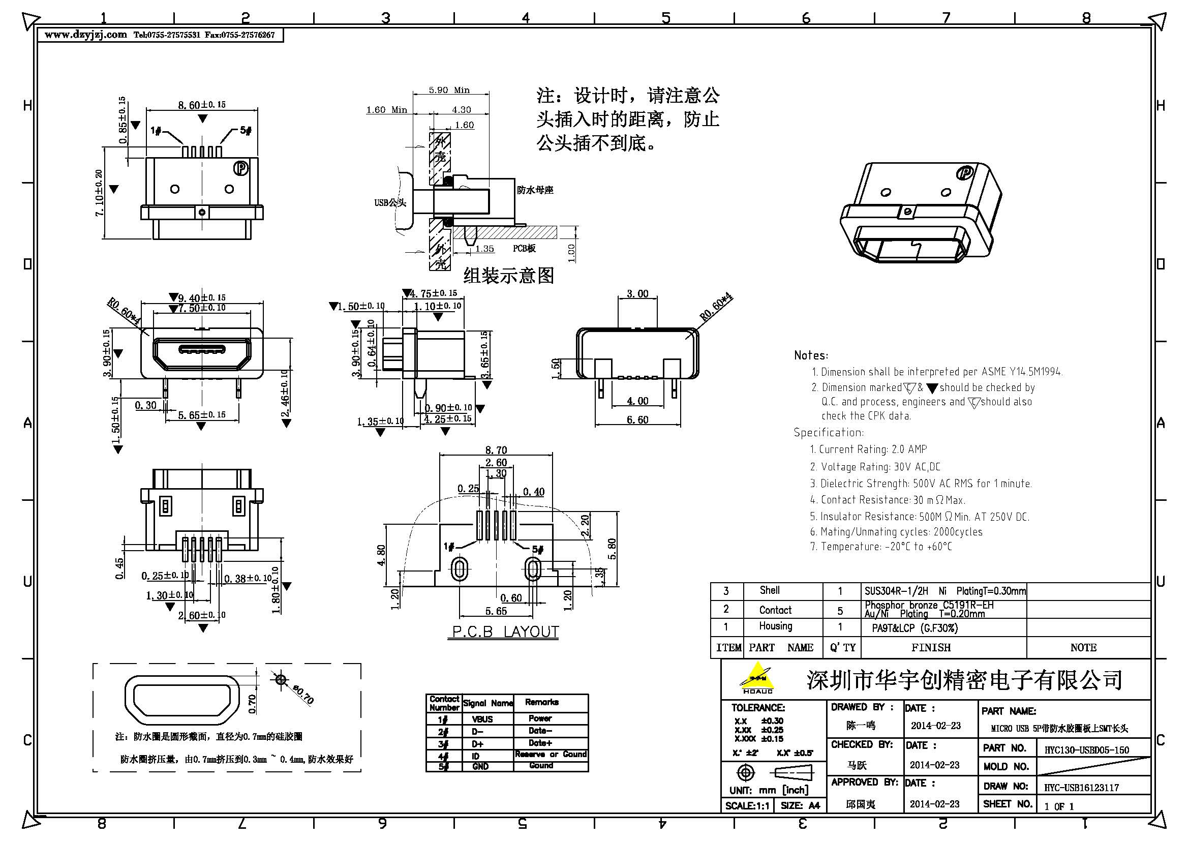 MICRO USB 5P帶防水膠圈板上SMT長頭產(chǎn)品圖.jpg