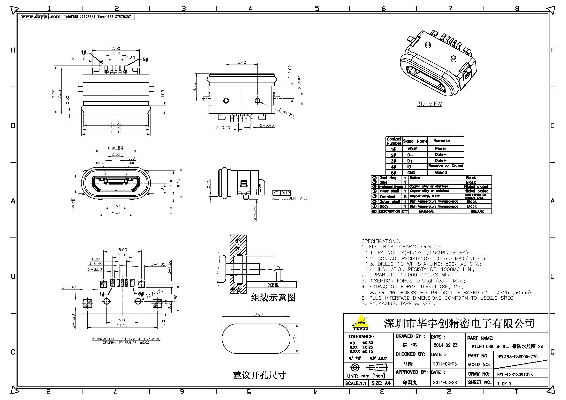 MICRO USB 5P B口 帶防水膠圈 SMT產(chǎn)品圖.jpg